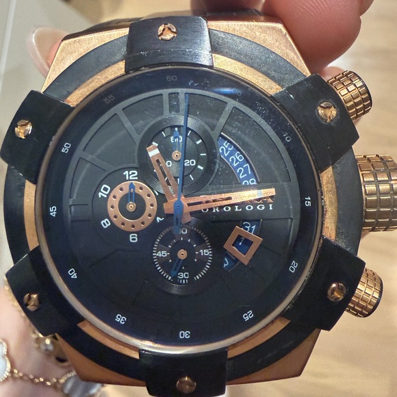 Men's Black and Gold Watch - Picture 2 of 5